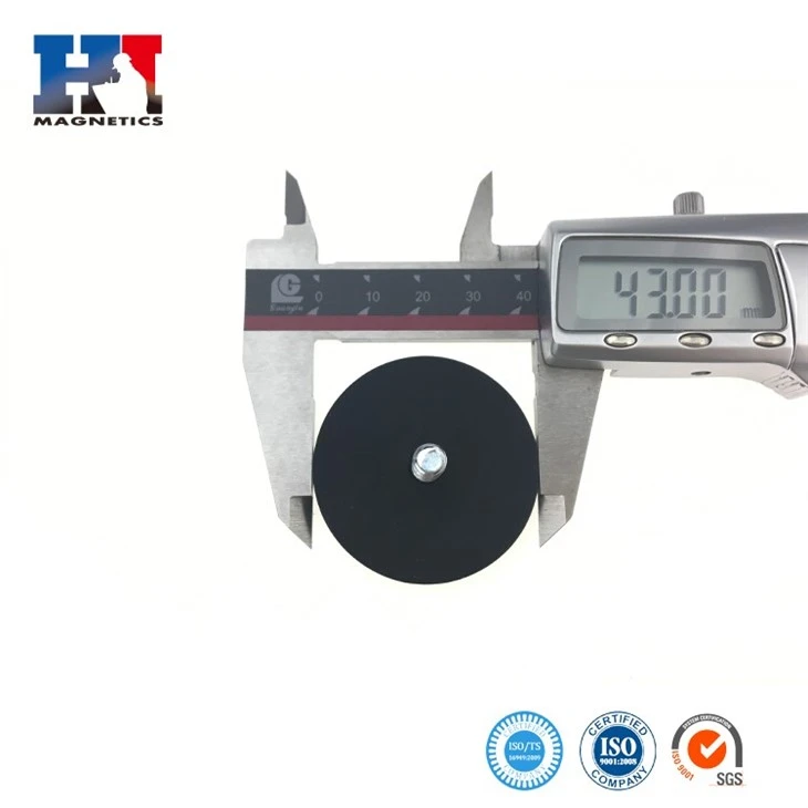 Strong Neodymium Pot Magnet With Vibration-Damping Rubber | M4/M6/M8 Threaded Base For Maximum Holding Power suppliers