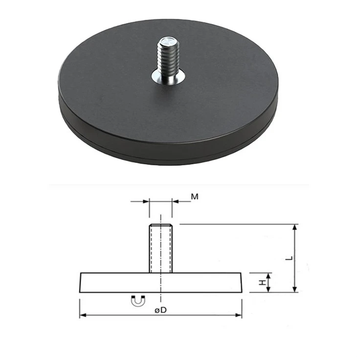 Strong Neodymium Pot Magnet With Vibration-Damping Rubber | M4/M6/M8 Threaded Base For Maximum Holding Power high quality